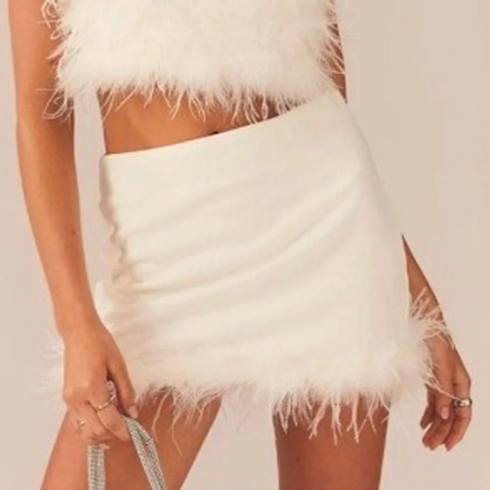 Peppermayo Lucia In Love Skirt White Feather‎ Trim Mini A Line Size 4 NEW Bridal